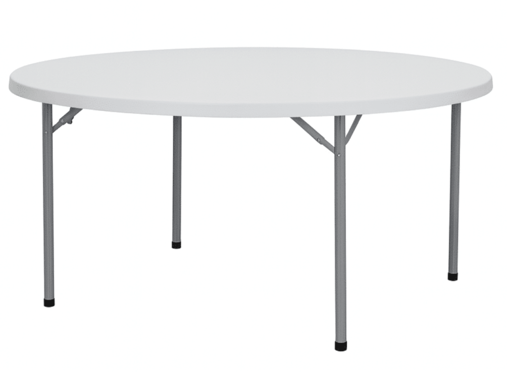 Mesa redonda plegable blanca para eventos