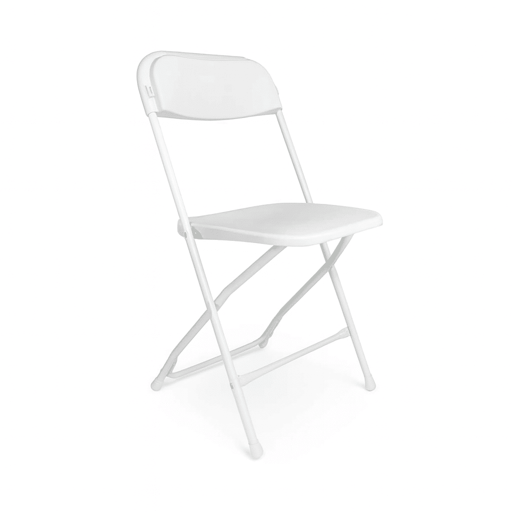 Silla plegable blanca de polipropileno para eventos