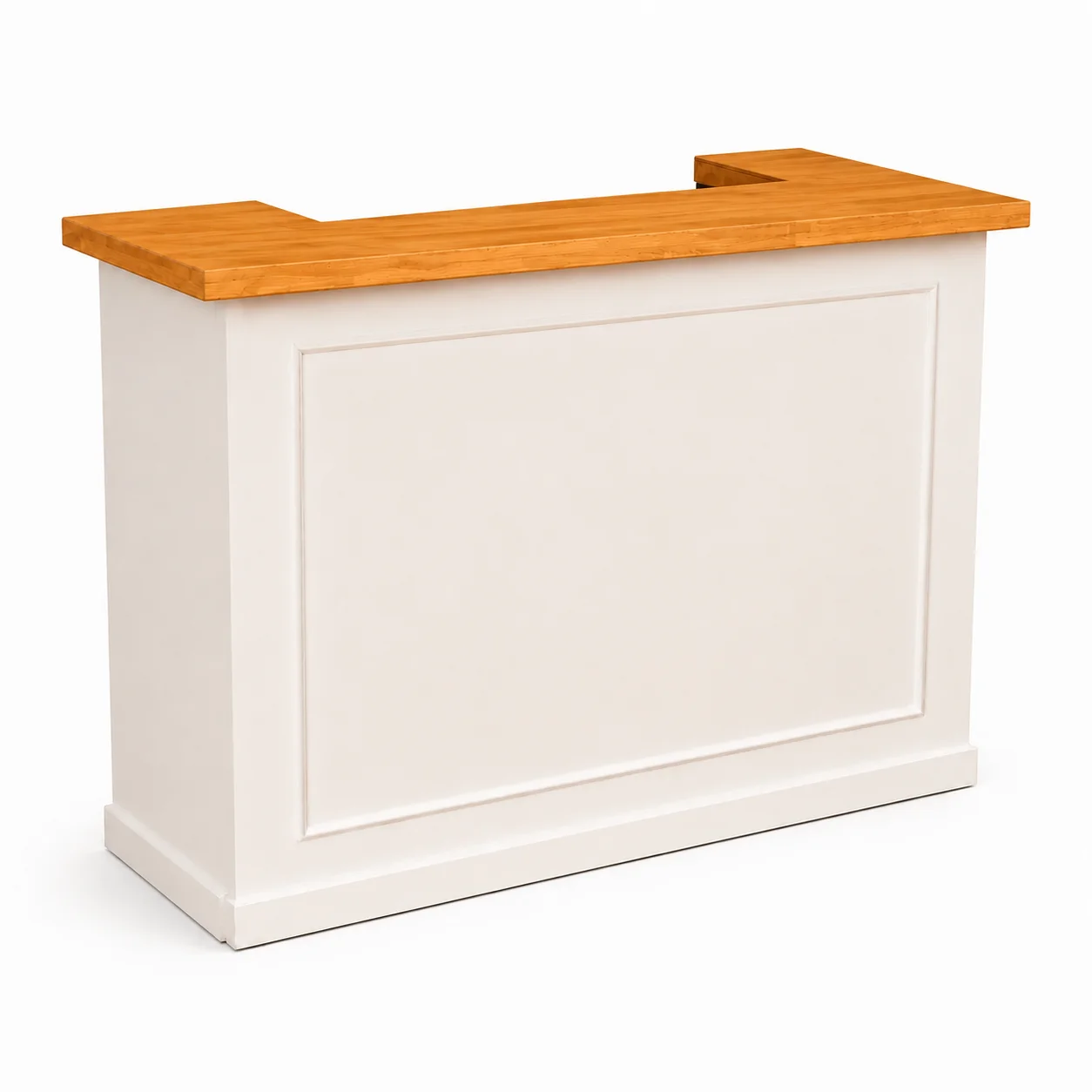 Barra Melbourne blanca con cubierta de madera para eventos