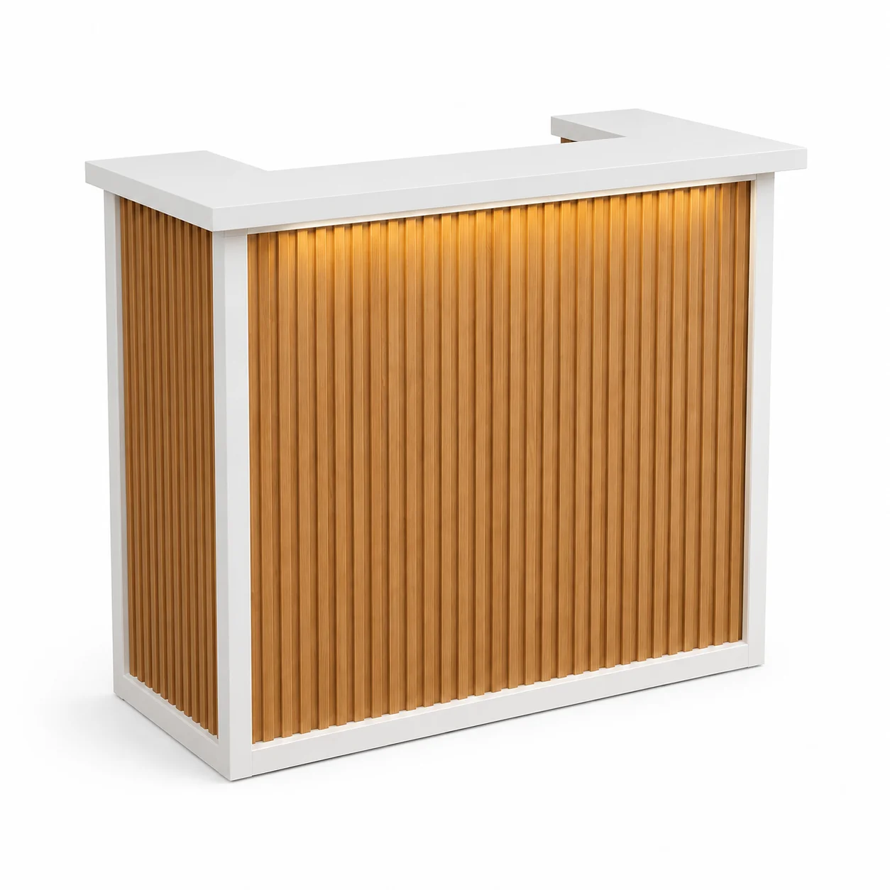Barra Sydney con frente de listones de madera y cubierta blanca