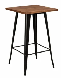 Mesa alta Tolix con cubierta de madera para eventos