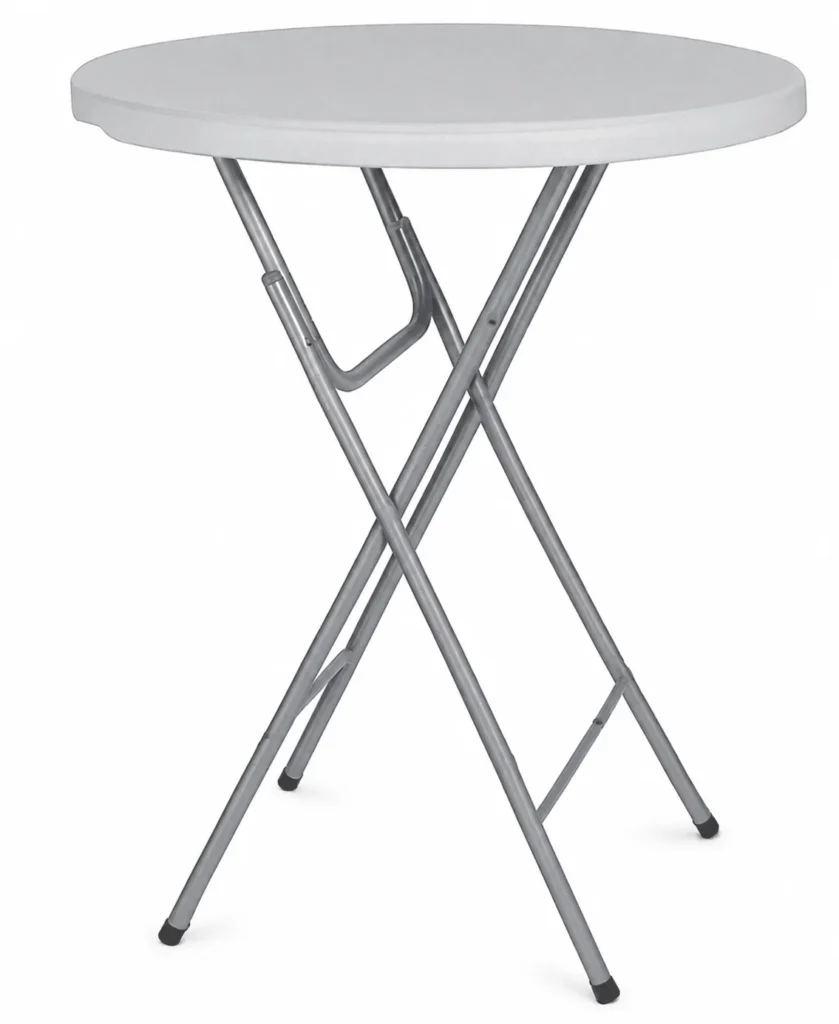 Mesa alta cóctel plegable blanca para eventos